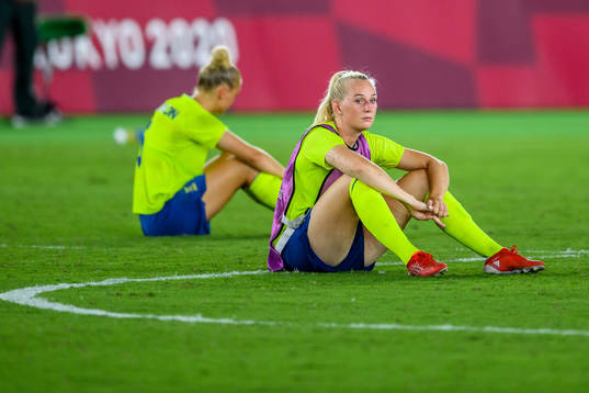Stina Blackstenius of Sweden looks dejected