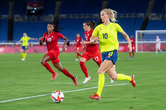 Sofia Jakobsson of Sweden in the women’s football final