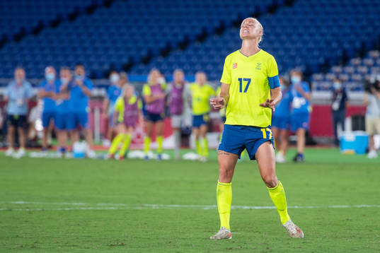 Caroline Seger of Sweden looks dejected in the women’s