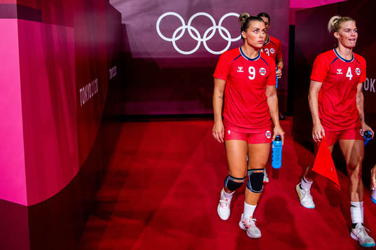 Nora Mørk and Veronica Kristiansen of Norway in the