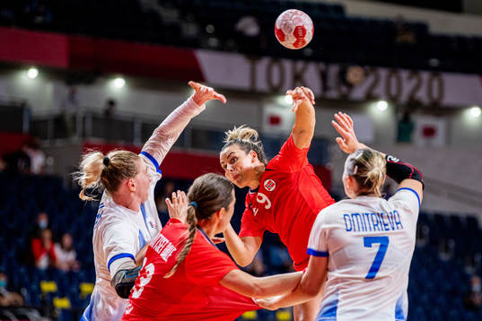 Nora Mørk of Norway in the women's semifinal handball