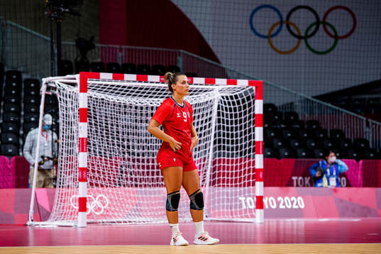 Nora Mørk of Norway looks dejected in the women's