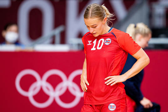 Stine Bredal Oftedal of Norway looks dejected