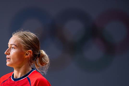 Stine Bredal Oftedal of Norway in the women's semifinal