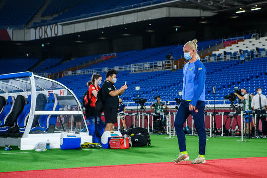 Caroline Seger of Sweden looks dejected