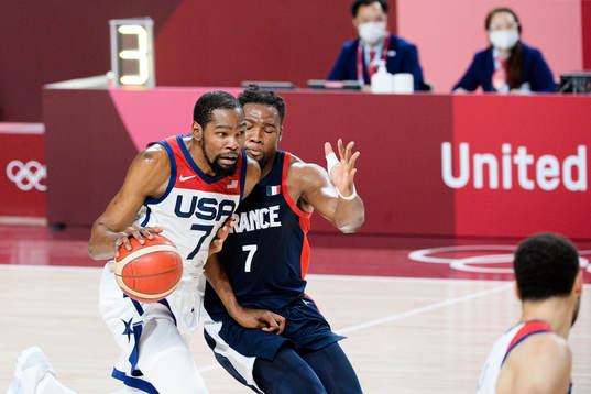 Kevin Wayne Durant of USA and Guerschon Yabusele of