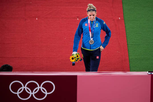 Olivia Schough of Sweden looks dejected