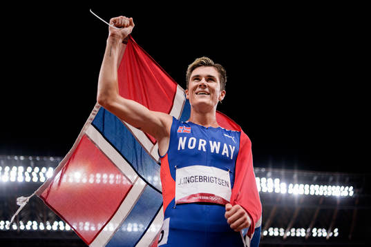 Jakob Ingebrigtsen of Norway celebrates