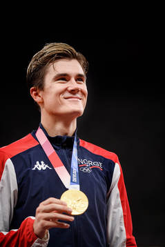 Jakob Ingebrigtsen of Norway celebrates