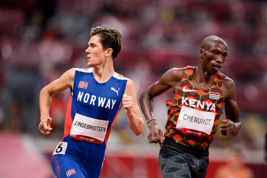 Jakob Ingebrigtsen of Norway  and Timothy Cheruiyot of