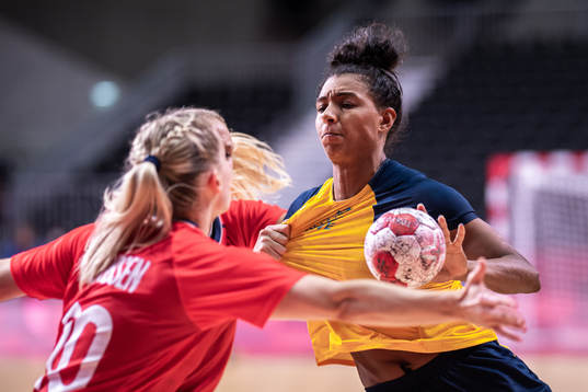 Jamina Roberts of Sweden in women's handball bronze medal