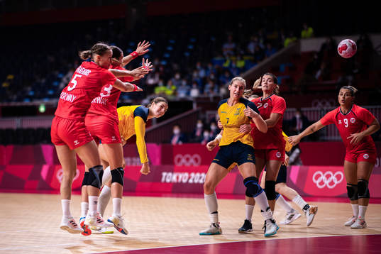 Carin Strömberg of Sweden in women's handball bronze medal