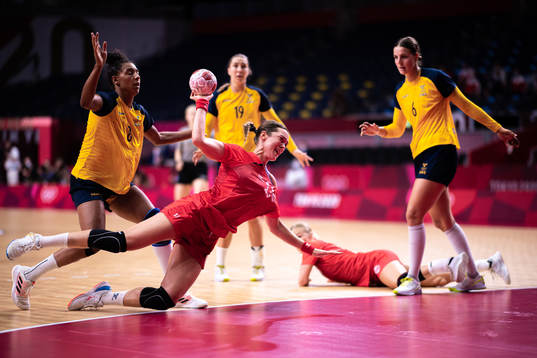 Kari Dale Brattset of Norway in women's handball bronze