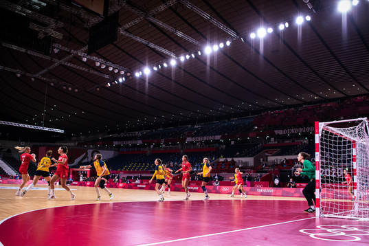 General view over the women's handball bronze medal match