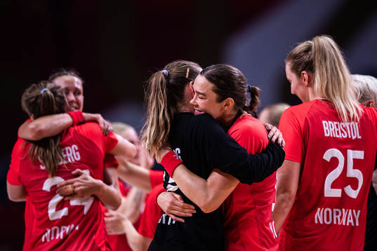 Goalkeeper Silje Solberg and Kari Dale Brattset of Norway