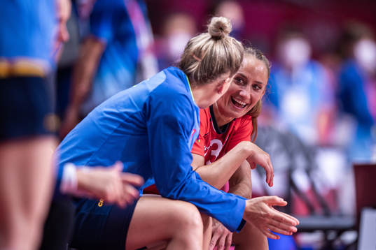Nathalie Hagman of Sweden and Camilla Herrem of Norway
