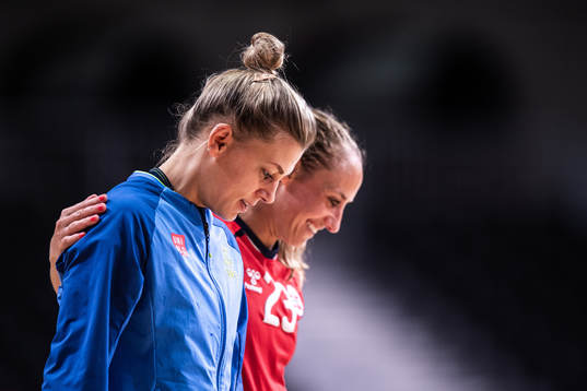 Nathalie Hagman of Sweden and Camilla Herrem of Norway