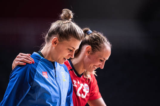 Nathalie Hagman of Sweden and Camilla Herrem of Norway
