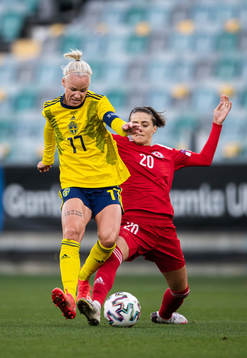 Caroline Seger of Sweden and Khatia Tchkonia of Georgia