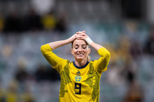 Kosovare Asllani of Sweden looks dejected