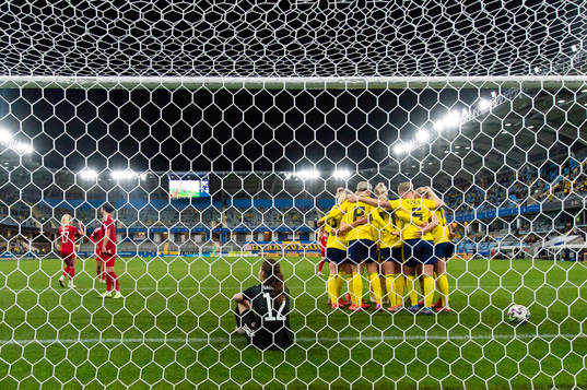 Caroline Seger of Sweden celebrates with her teammates