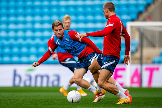Jens Petter Hauge and Julian Ryerson of the Norwegian