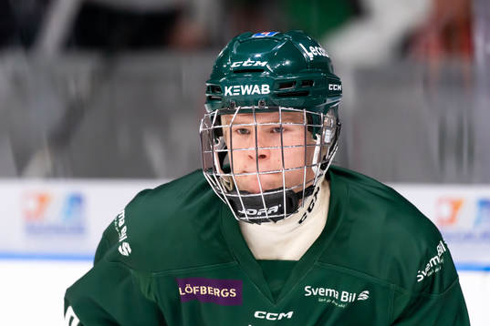 Färjestads Martin Johnsen innan ishockeymatchen i SHL