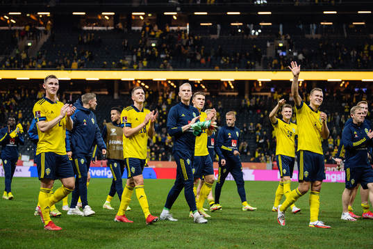 Players of Sweden celebrate