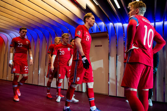 Kristian Thorstvedt of Norway in the players’ tunnel at