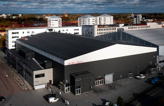 Drönarvy på Behrn Arena