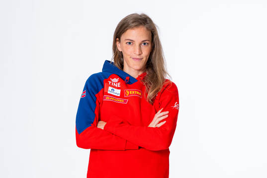 Line Kloster of the Norwegian national athletics team poses