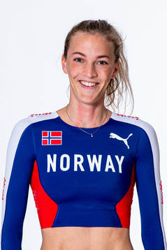 Line Kloster of the Norwegian national athletics team poses