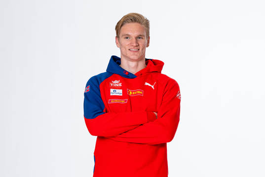 Vegard Sverd of the Norwegian national athletics team poses