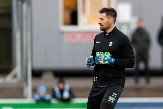 Varbergs Stojan Lukic före fotbollsmatchen i Allsvenskan