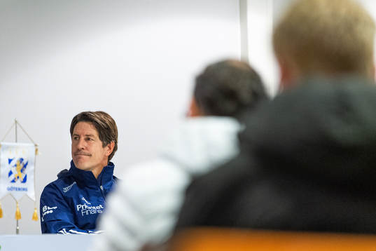 Djurgårdens tränare Thomas Lagerlöf på presskonferensen