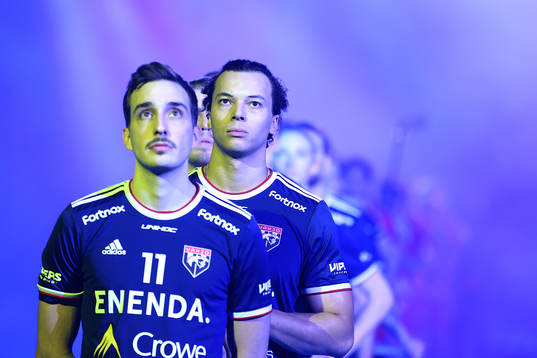 Växjös Niklas Ramirez innan herrarnas final i Svenska