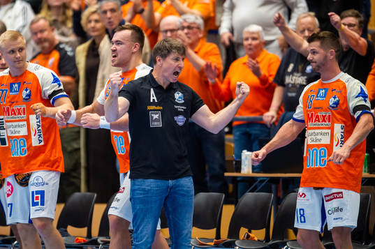 Kristianstads tränare Jonas Wille jublar
