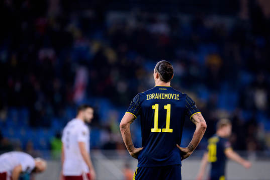 Zlatan Ibrahimovic of Sweden looks dejected