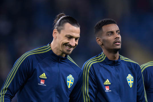 Zlatan Ibrahimovic and Alexander Isak of Sweden