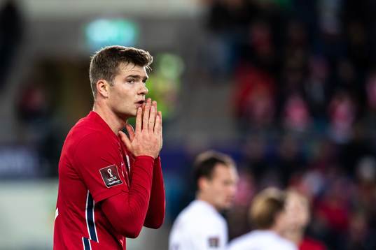 Alexander Sørloth of Norway reacts