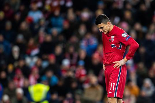Mohamed Elyounoussi of Norway looks dejected