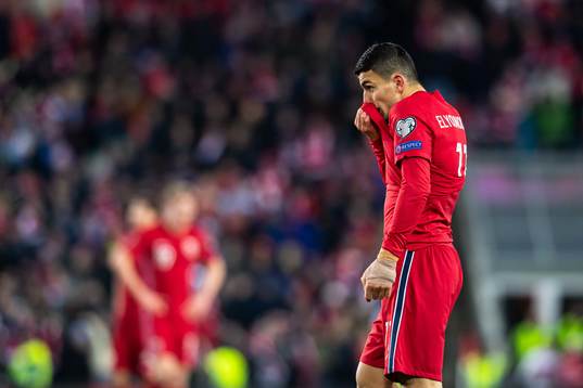 Mohamed Elyounoussi of Norway looks dejected
