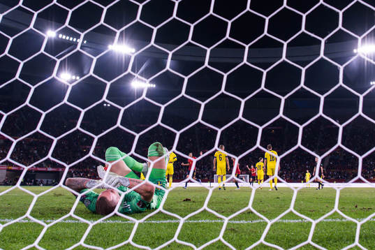 Goalkeeper Robin Olsen of Sweden looks dejected