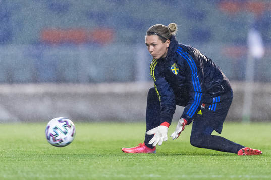 Goalkeeper Jennifer Falk of the Swedish women's national