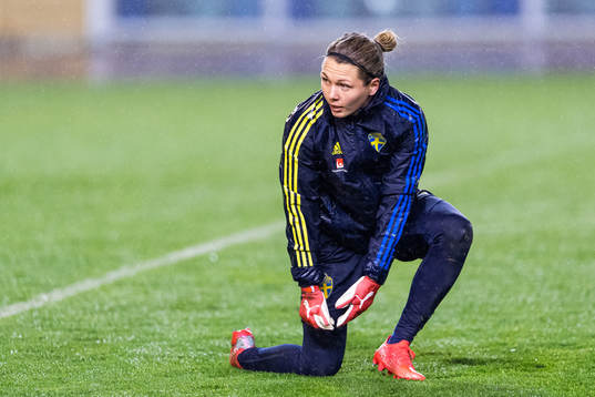 Goalkeeper Jennifer Falk of the Swedish women's national