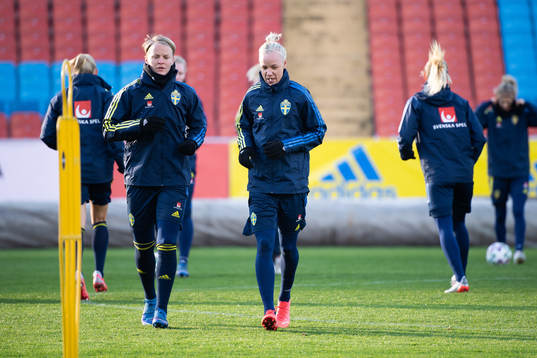 Nilla Fischer and Caroline Seger of the Swedish women's