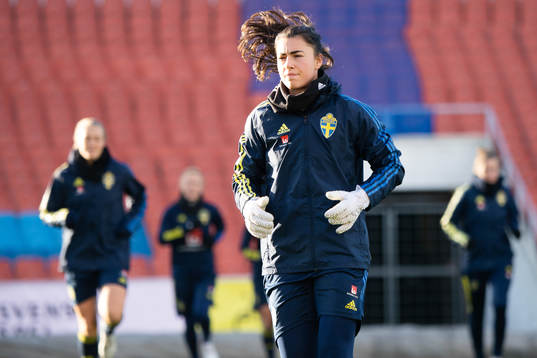 Goalkeeper Zecira Musovic  of the Swedish women's national
