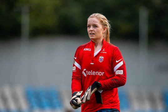 Goalkeeper Guro Pettersen of the Norwegian women's national