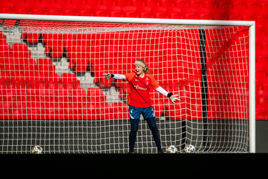 Goalkeeper Guro Pettersen of the Norwegian women's national