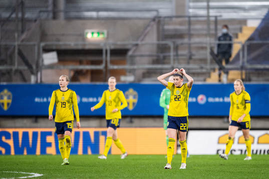 Filippa Curmark and Olivia Schough of Sweden looks dejected